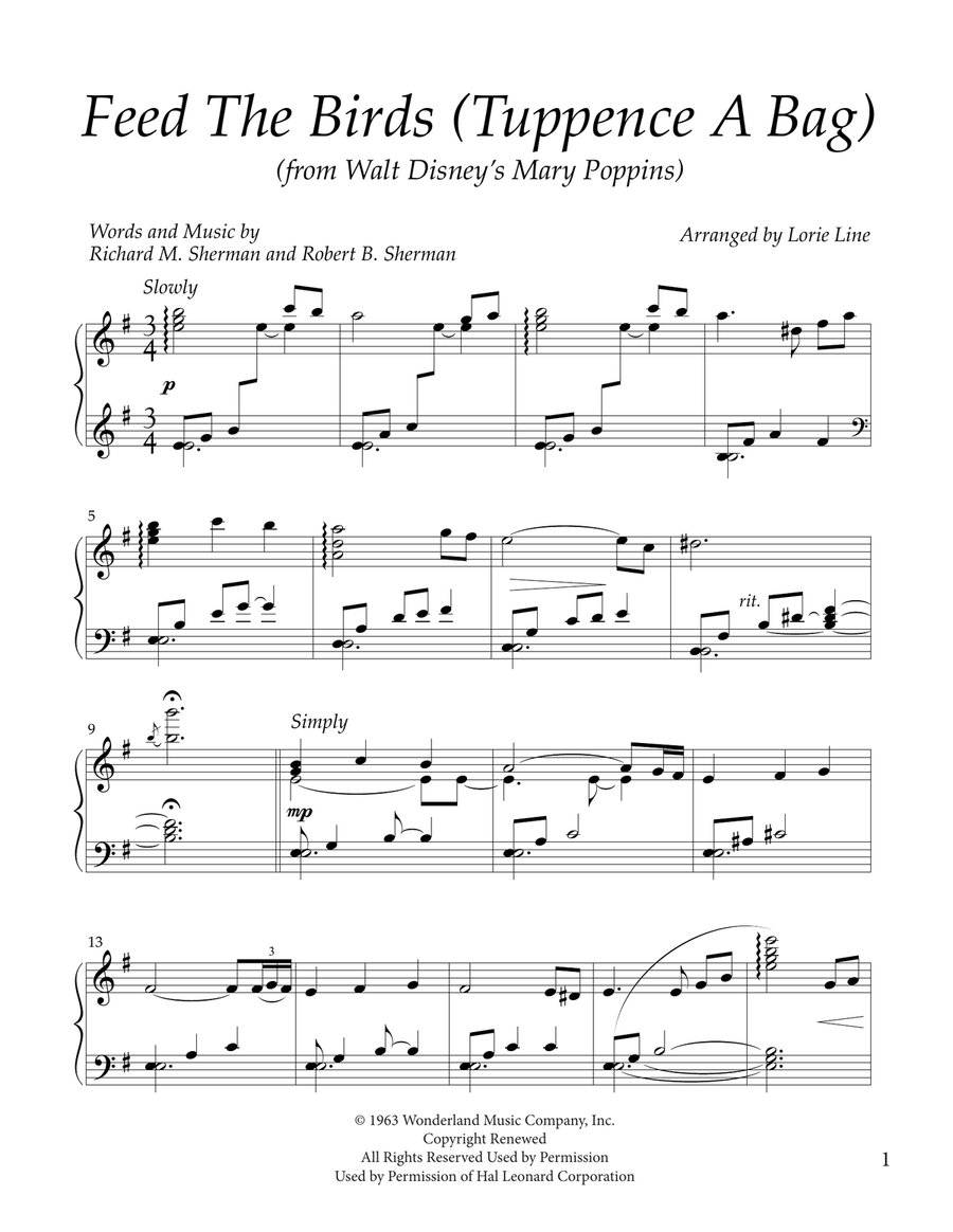 Feed The Birds Feed The Birds Piano Solo scores gallery preview page 1