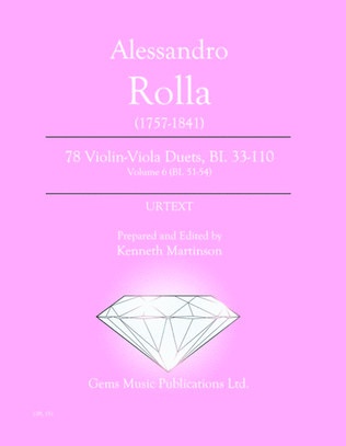 Book cover for 78 Violin-Viola Duets, BI. 33-110 Volume 6 (BI. 51-54)