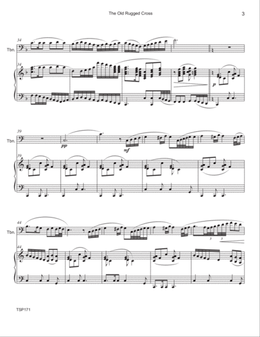 THE OLD RUGGED CROSS - TROMBONE SOLO with Piano Accompaniment Brass Duet scores gallery preview page 3
