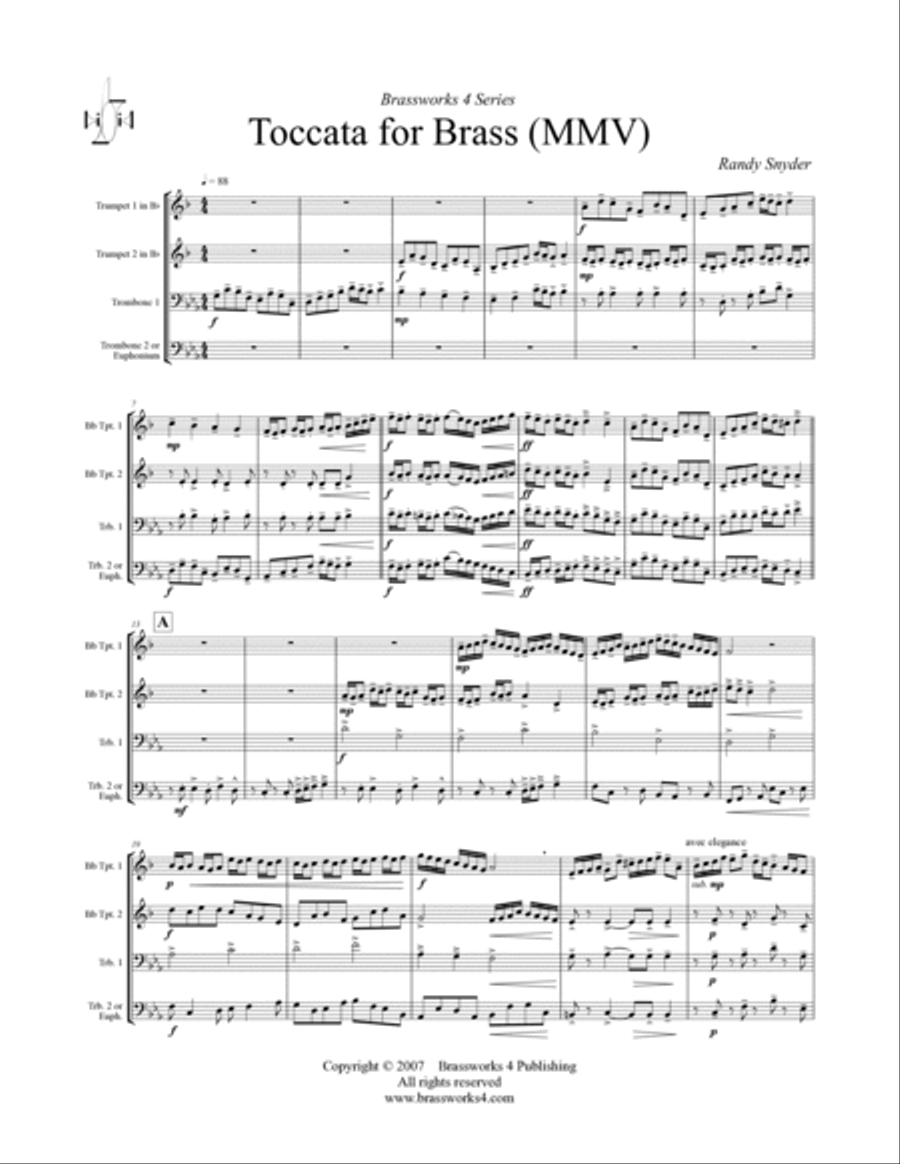 Toccata for Brass (MMV) Brass Quartet scores gallery preview page 2
