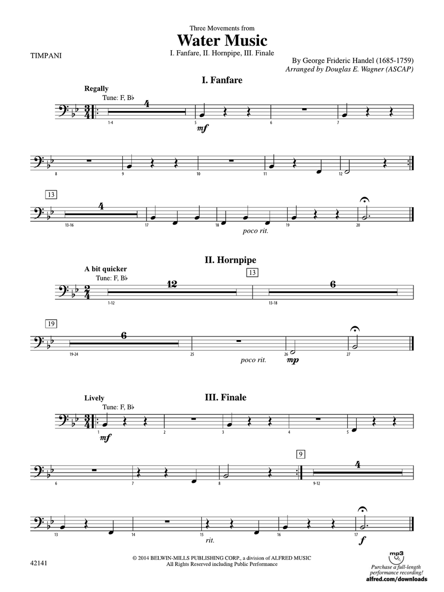 Three Movements from Water Music: Timpani