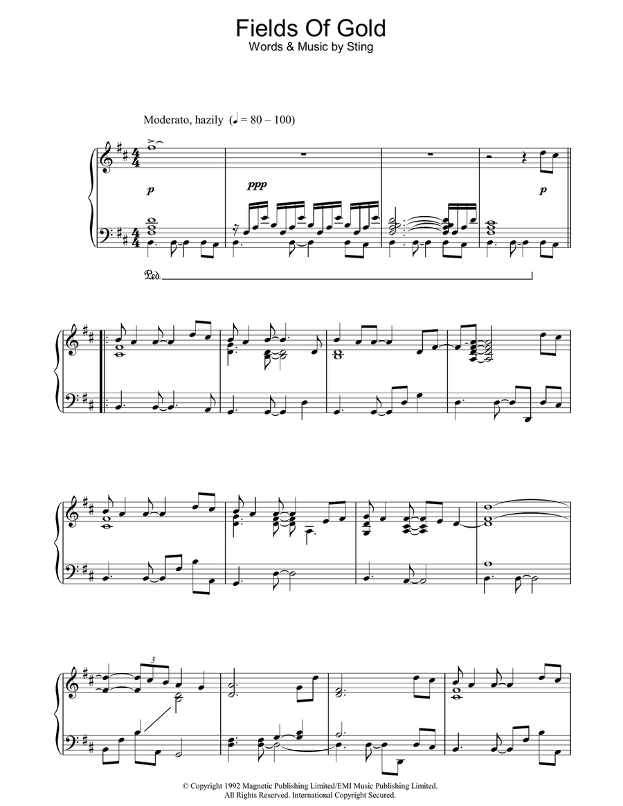 Fields Of Gold Piano Solo scores gallery preview page 1