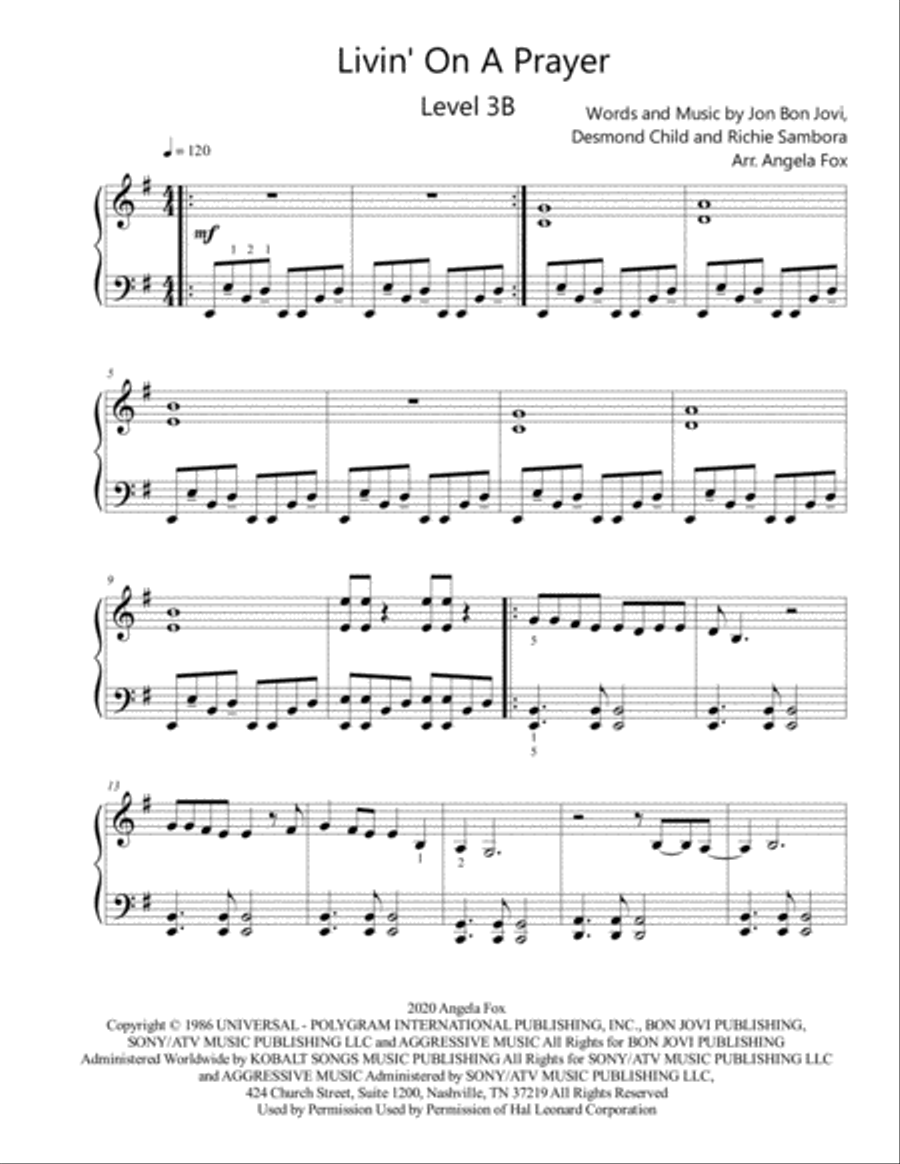 Livin' On A Prayer Piano Solo scores gallery preview page 2