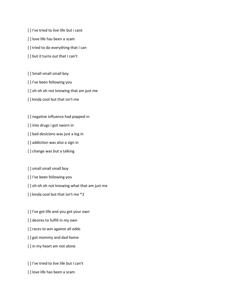 SMALL BOY Piano, Vocal, Guitar scores gallery preview page 1