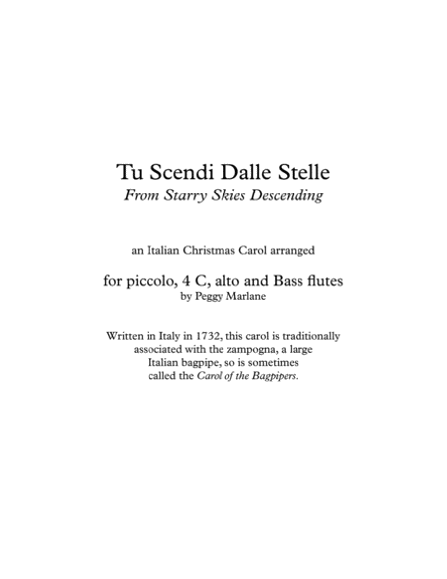Tu Scendi Dalle Stelle (From Starry Skies Descending) Flute Solo scores gallery preview page 1