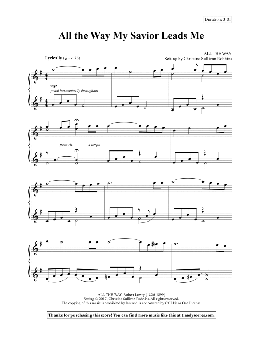 All the Way My Savior Leads Me Piano Solo scores gallery preview page 1