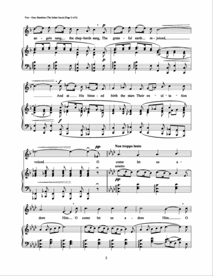Gesu Bambino Piano, Vocal, Guitar scores gallery preview page 2