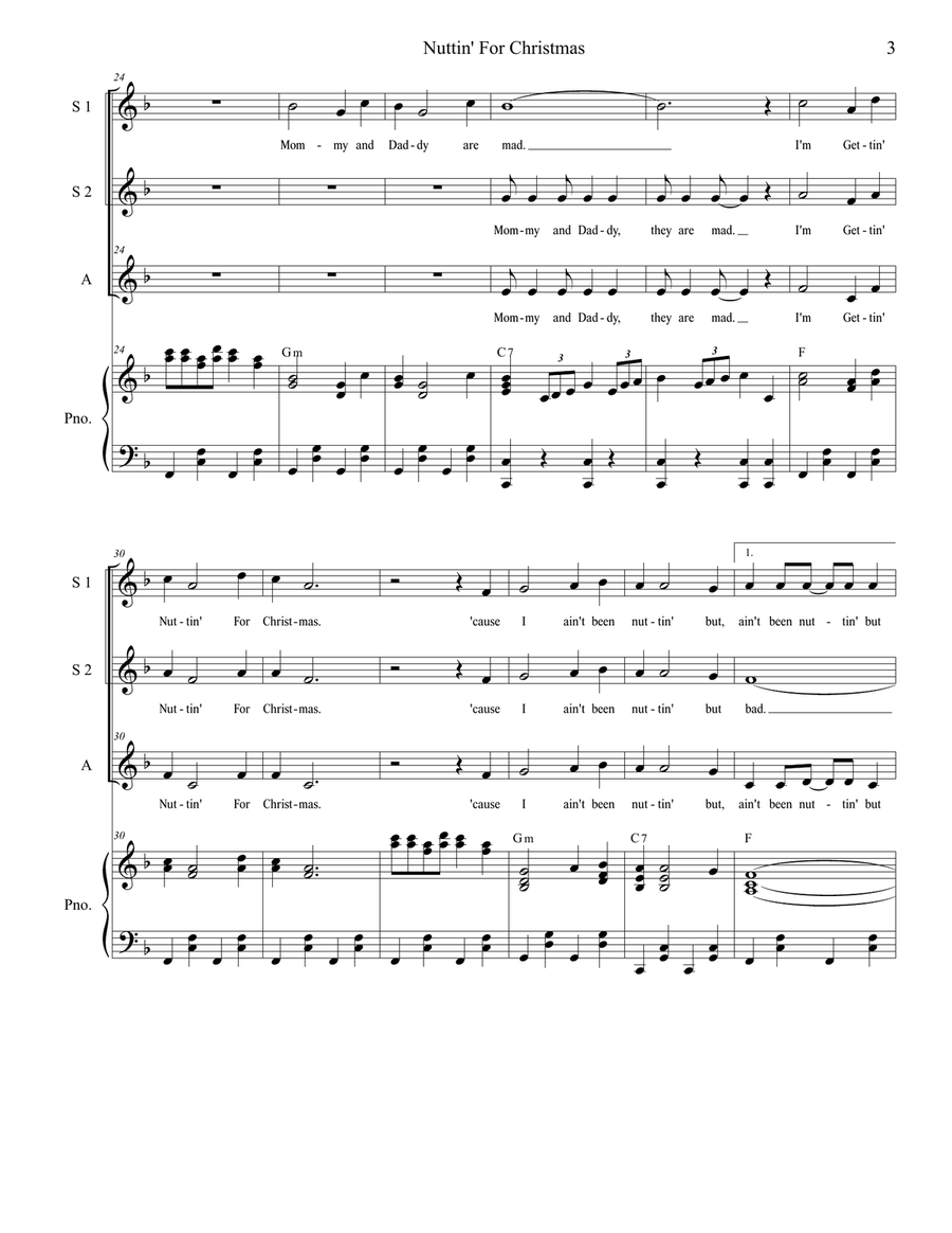 Nuttin' For Christmas Nuttin' For Christmas SSA scores gallery preview page 3