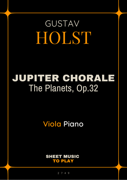 Jupiter Chorale from The Planets - Viola and Piano - W/Chords (Full Score and Parts) image number null