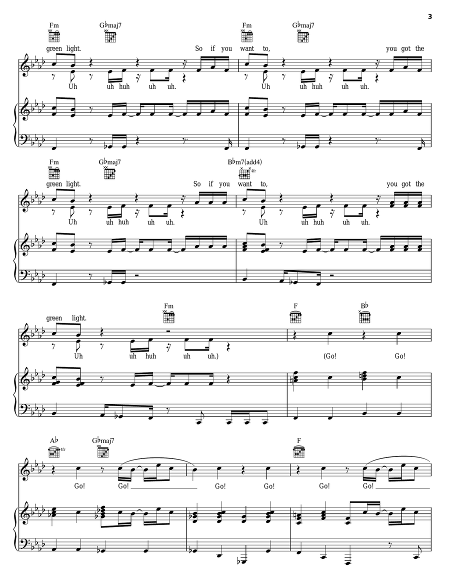 Green Light Piano, Vocal, Guitar scores gallery preview page 3