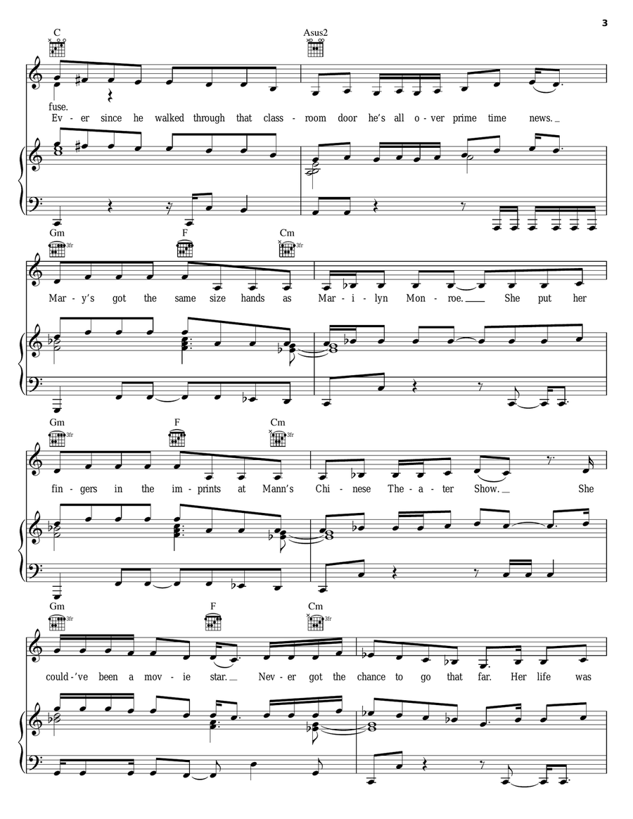 Stole Stole Piano, Vocal, Guitar scores gallery preview page 3