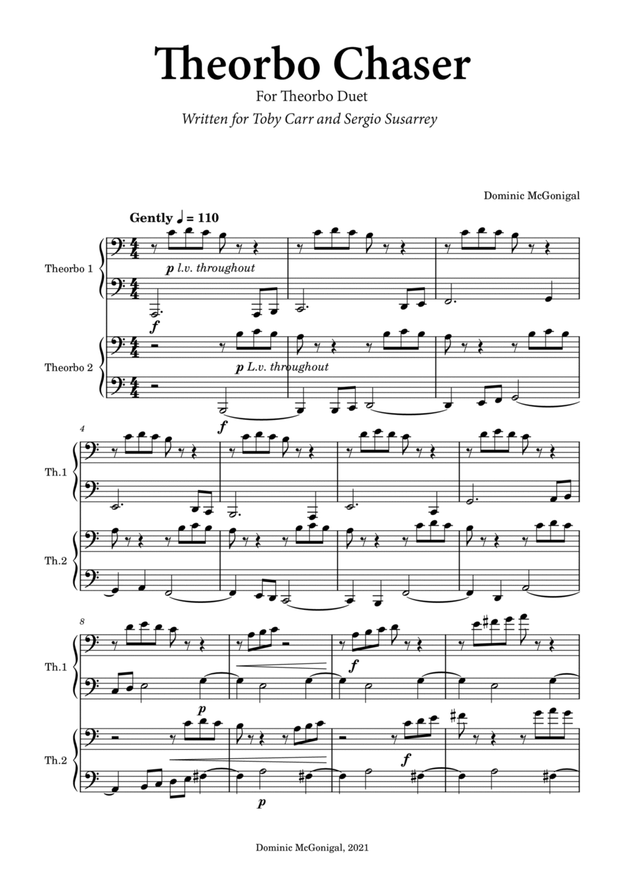 Theorbo Chaser (theorbo duet) Set of Parts scores gallery preview page 1