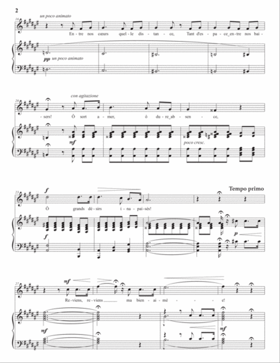 BERLIOZ: Absence, Op. 7 no. 4 (transposed to F-sharp major) Voice scores gallery preview page 3