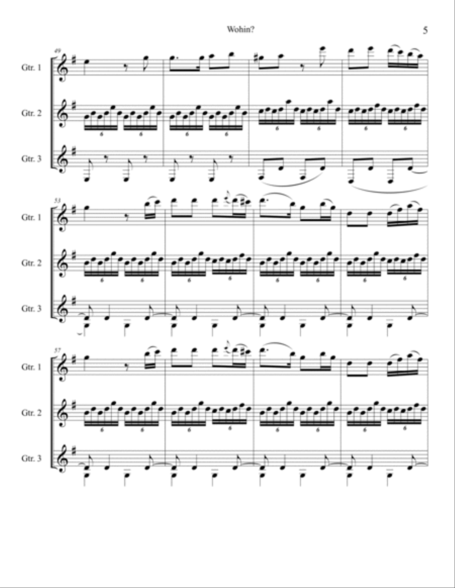 Wohin? Guitar Ensemble scores gallery preview page 5