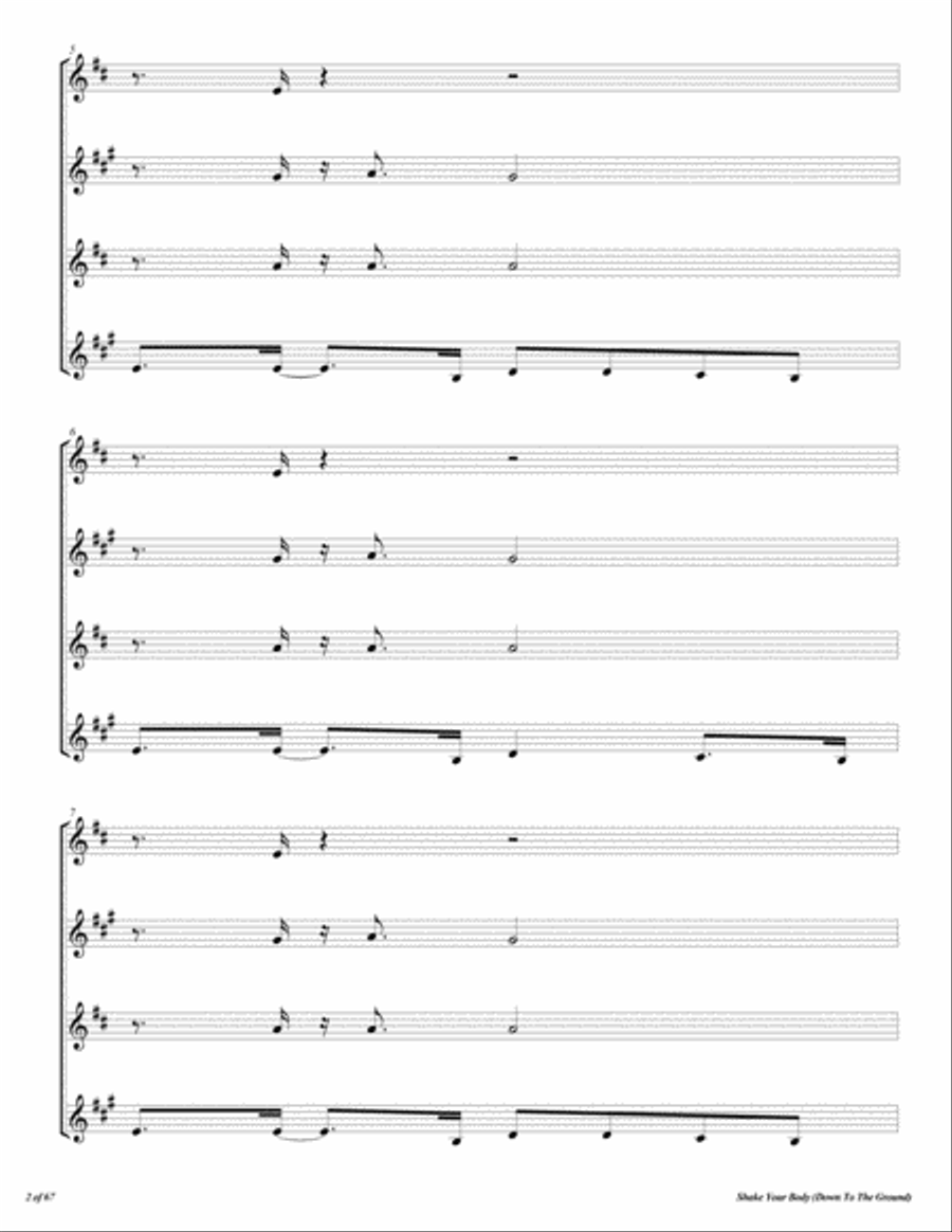 Shake Your Body Down To The Ground Woodwind Quartet scores gallery preview page 3