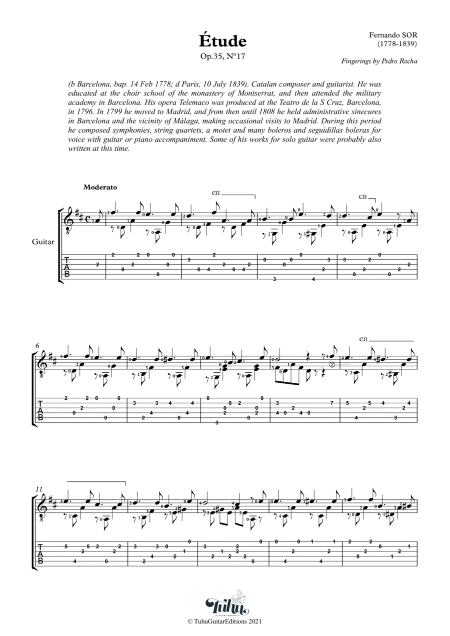 Étude Op.35, N°17 Classical Guitar scores gallery preview page 1