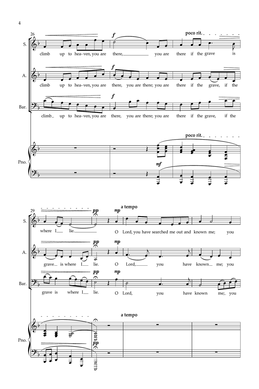 O Lord, you have searched me out (SABar + piano version) 3-Part scores gallery preview page 4