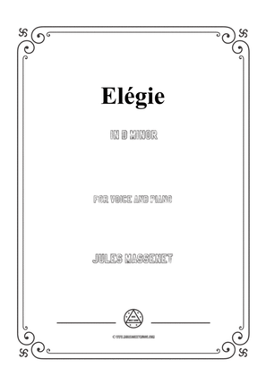 Book cover for Massenet-Elégie in d minor,for Voice and Piano