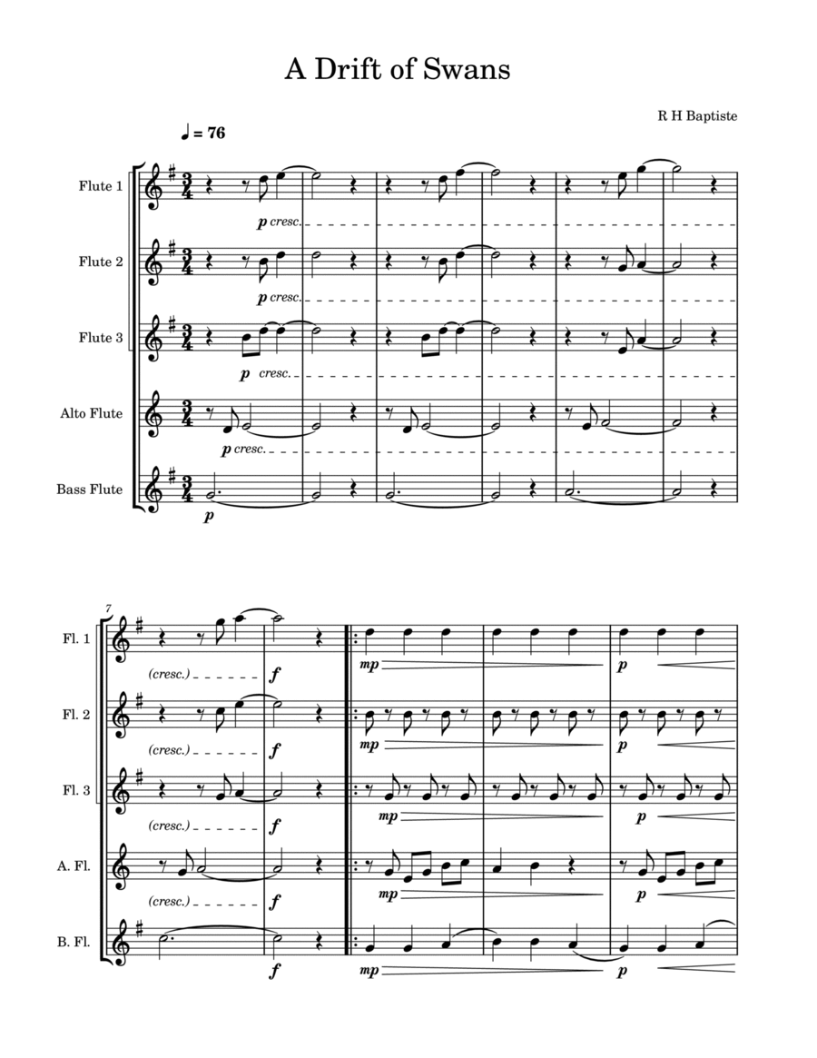 A Drift of Swans Woodwind Quintet scores gallery preview page 1
