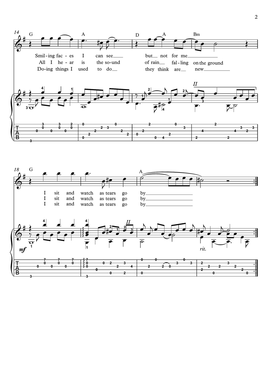 As Tears Go By Acoustic Guitar scores gallery preview page 2