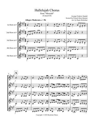 Book cover for Hallelujah (from "Messiah") (D) (French Horn Quintet)