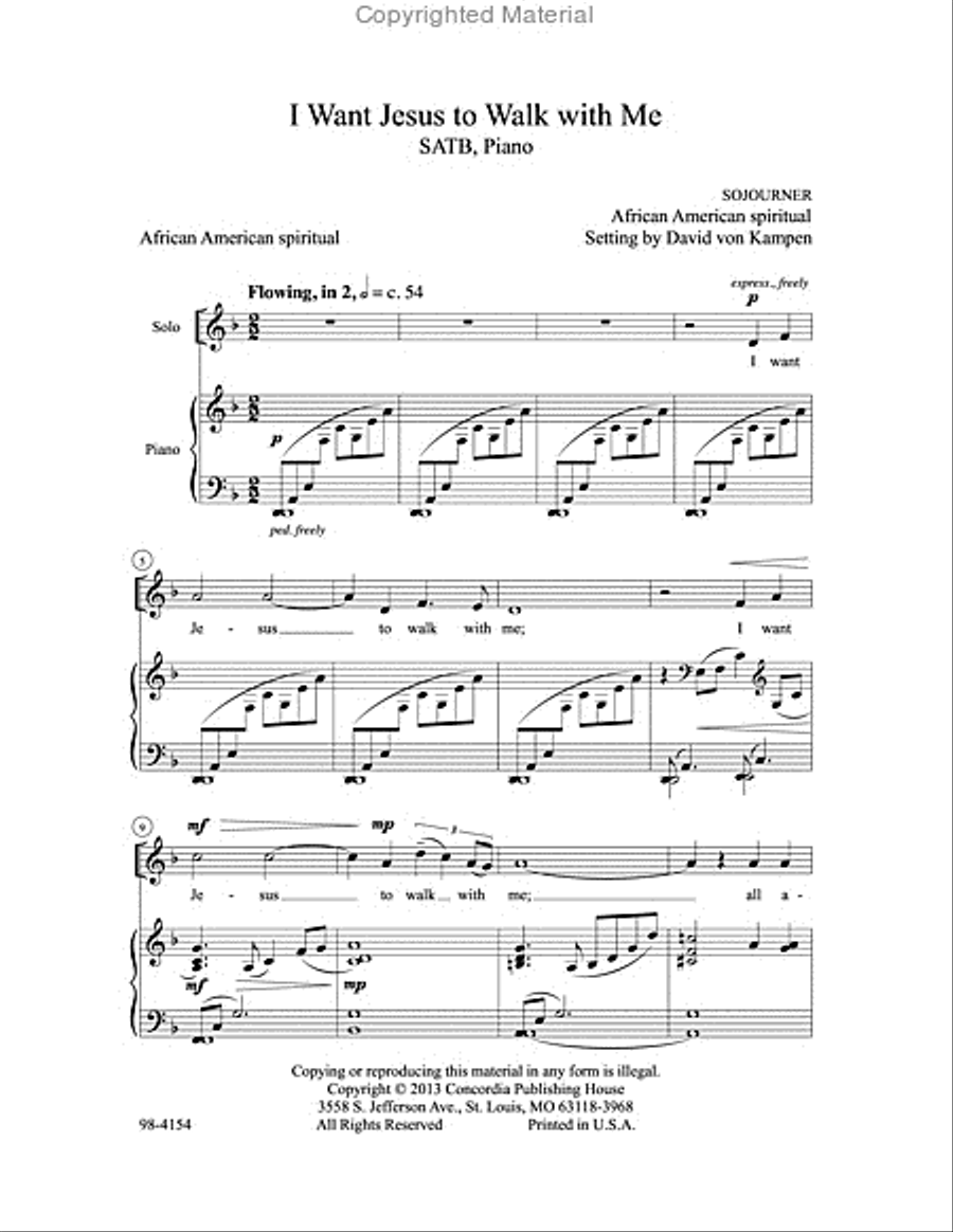 I Want Jesus to Walk with Me - SATB image number null