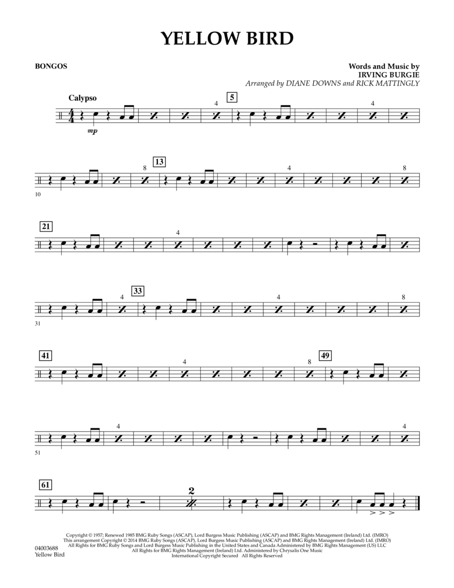 Yellow Bird - Bongos Concert Band scores gallery preview page 1