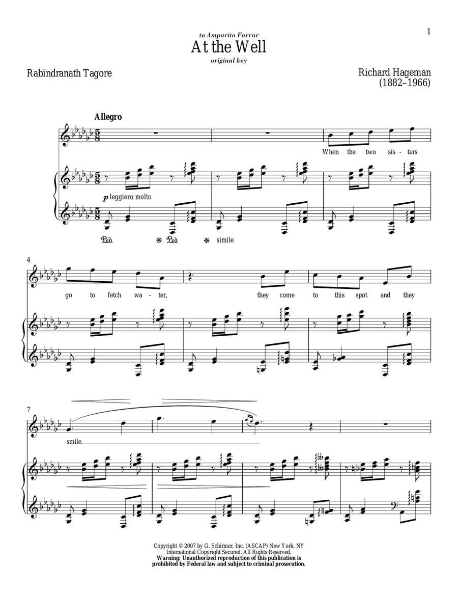 At The Well Piano, Vocal scores gallery preview page 1