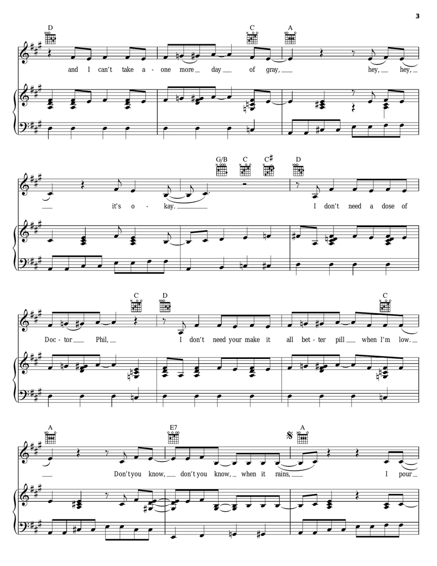 When It Rains Piano, Vocal, Guitar scores gallery preview page 3