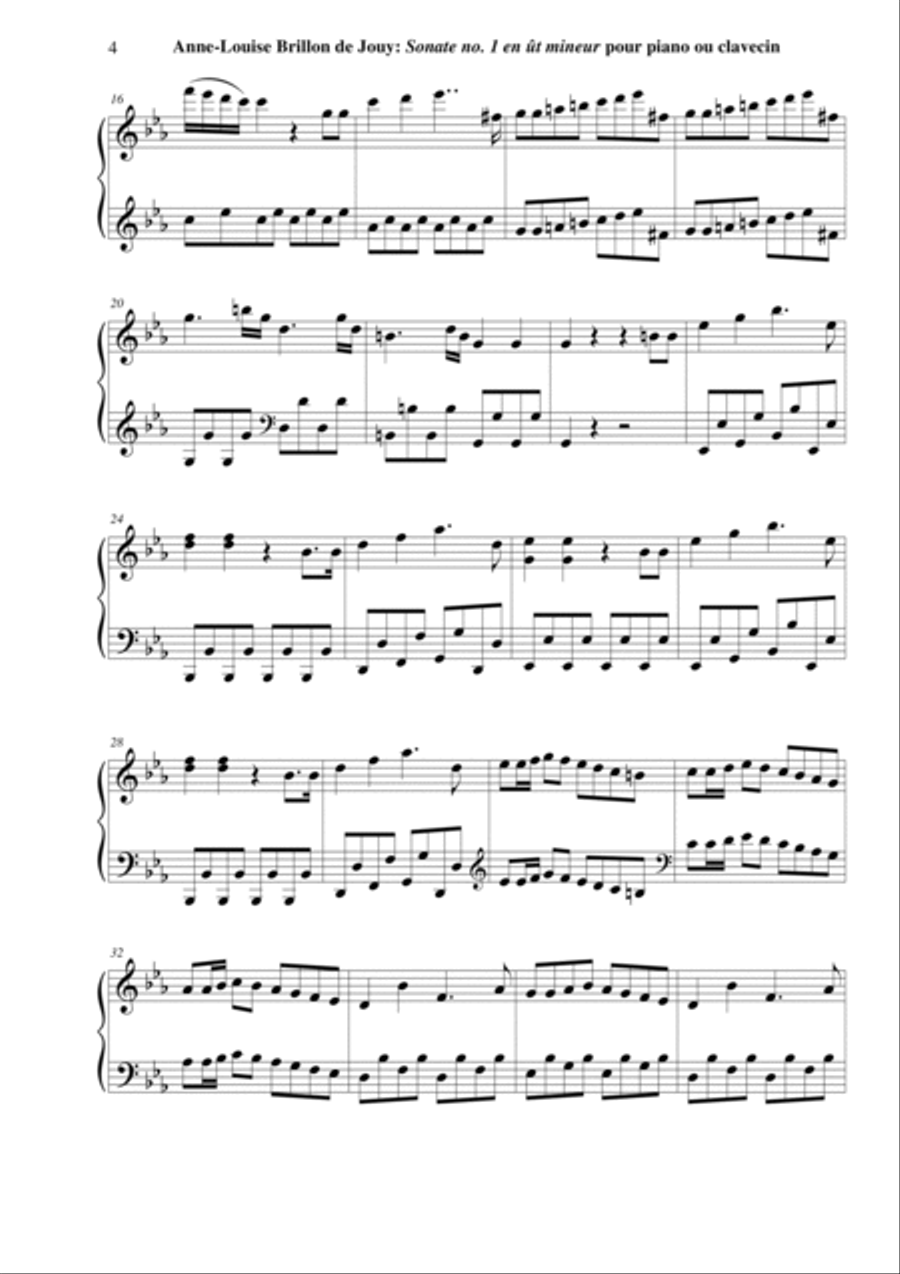 Anne-Louise Brillon de Jouy: Sonata no. 1 in c minor for piano or harpsichord Harpsichord scores gallery preview page 4