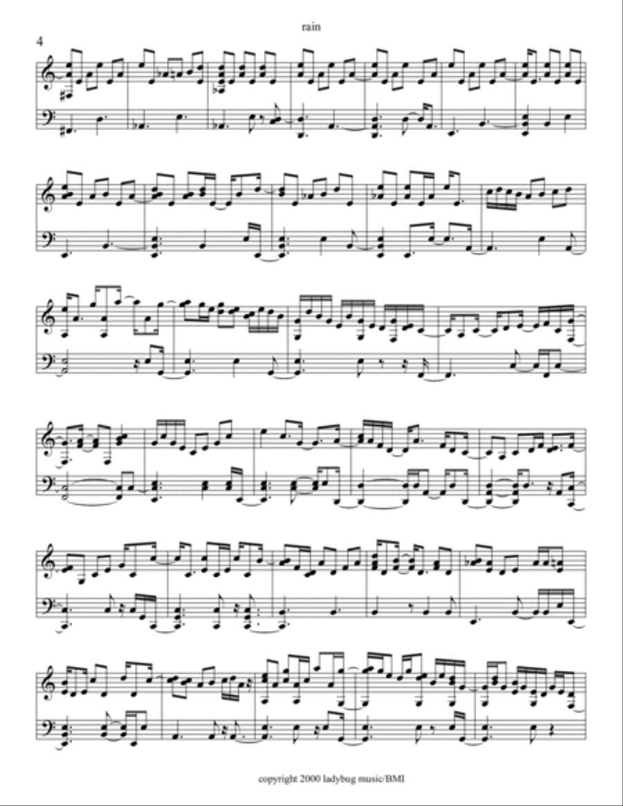 Rain Piano Solo scores gallery preview page 4