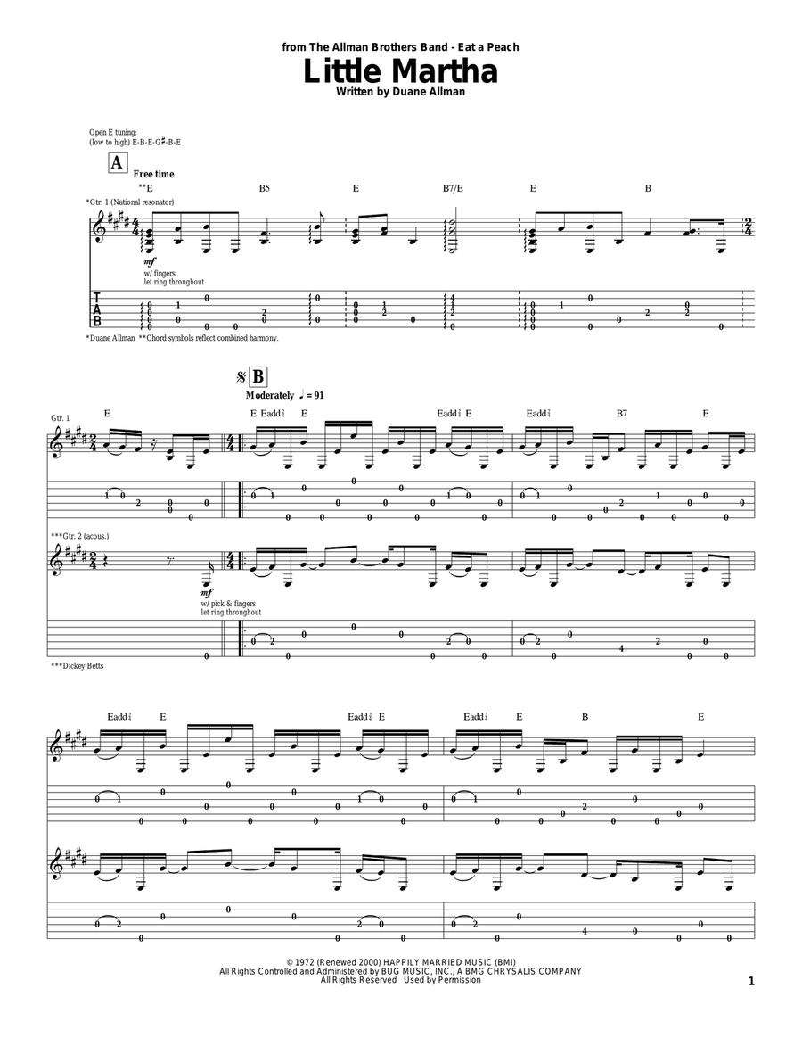 Little Martha Acoustic Guitar scores gallery preview page 1