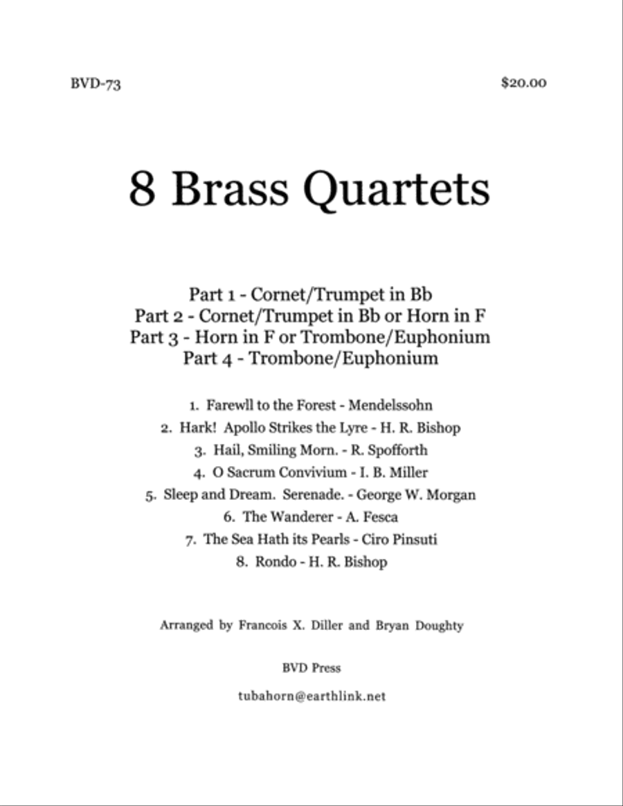 8 Brass Quartets Brass Quartet scores gallery preview page 1