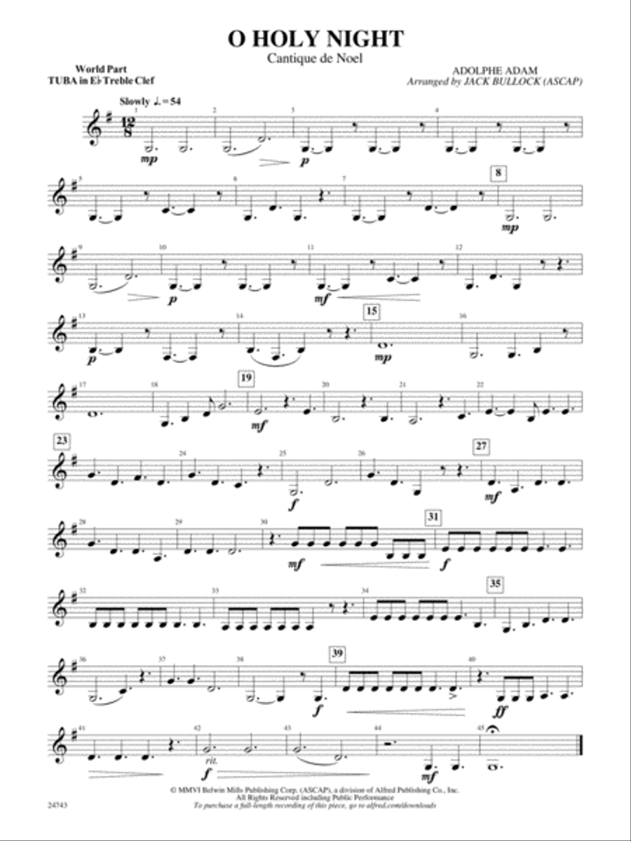 O Holy Night (Cantique de Noel): (wp) E-flat Tuba T.C.