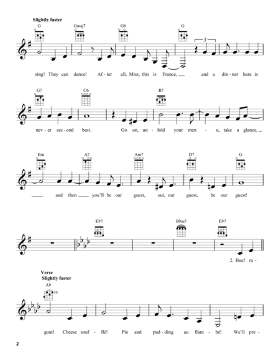 Be Our Guest (from Beauty And The Beast) Ukulele scores gallery preview page 2