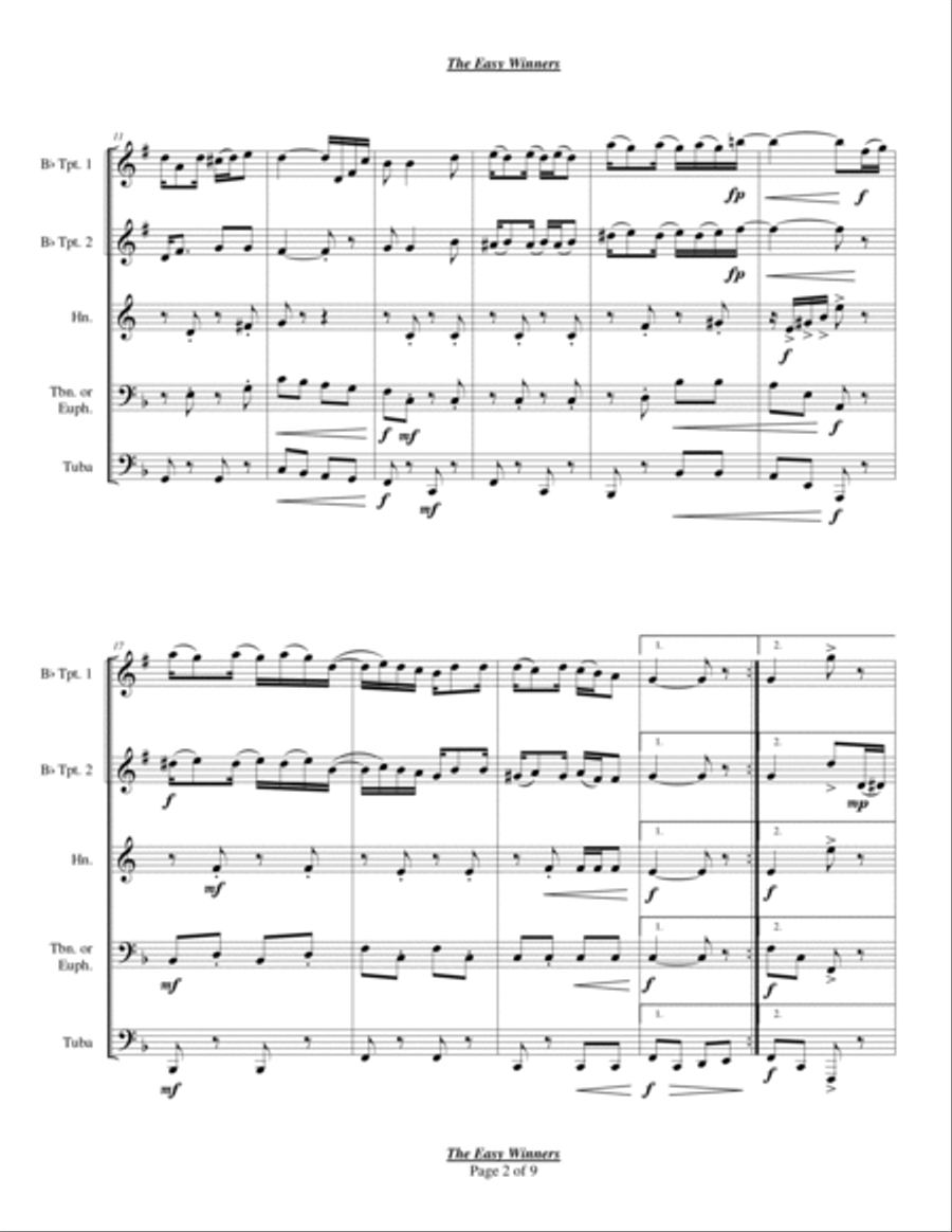 The Easy Winners Chamber Music scores gallery preview page 2