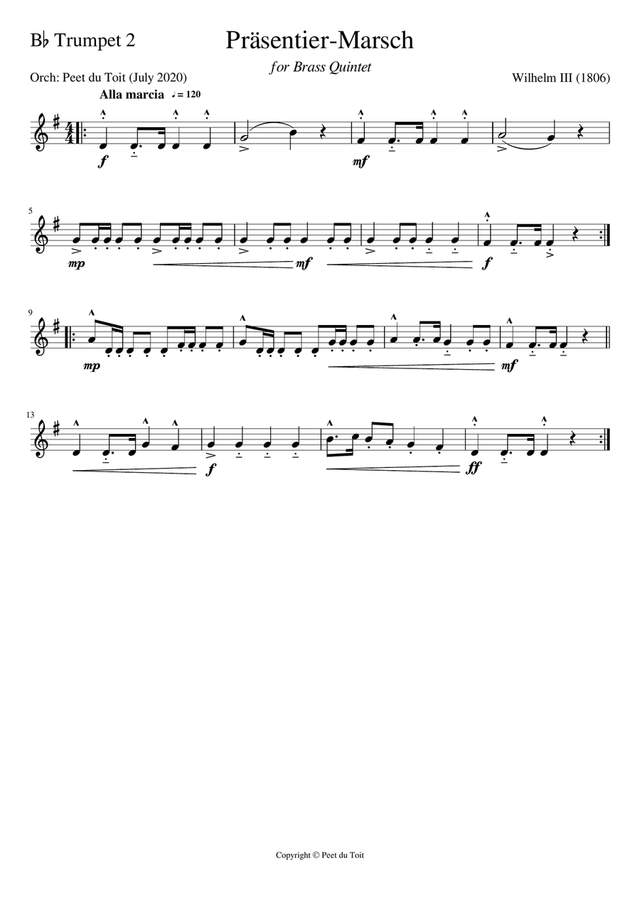 Präsentier-Marsch / Prussian Inspection March - WIllhelm III (Brass Quintet) Brass Quintet scores gallery preview page 4