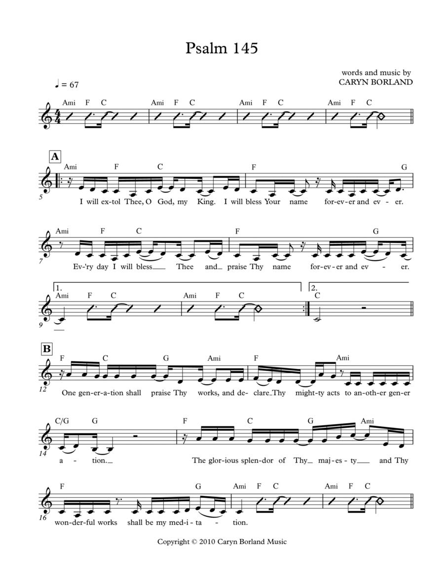 Psalm 145 Guitar scores gallery preview page 1