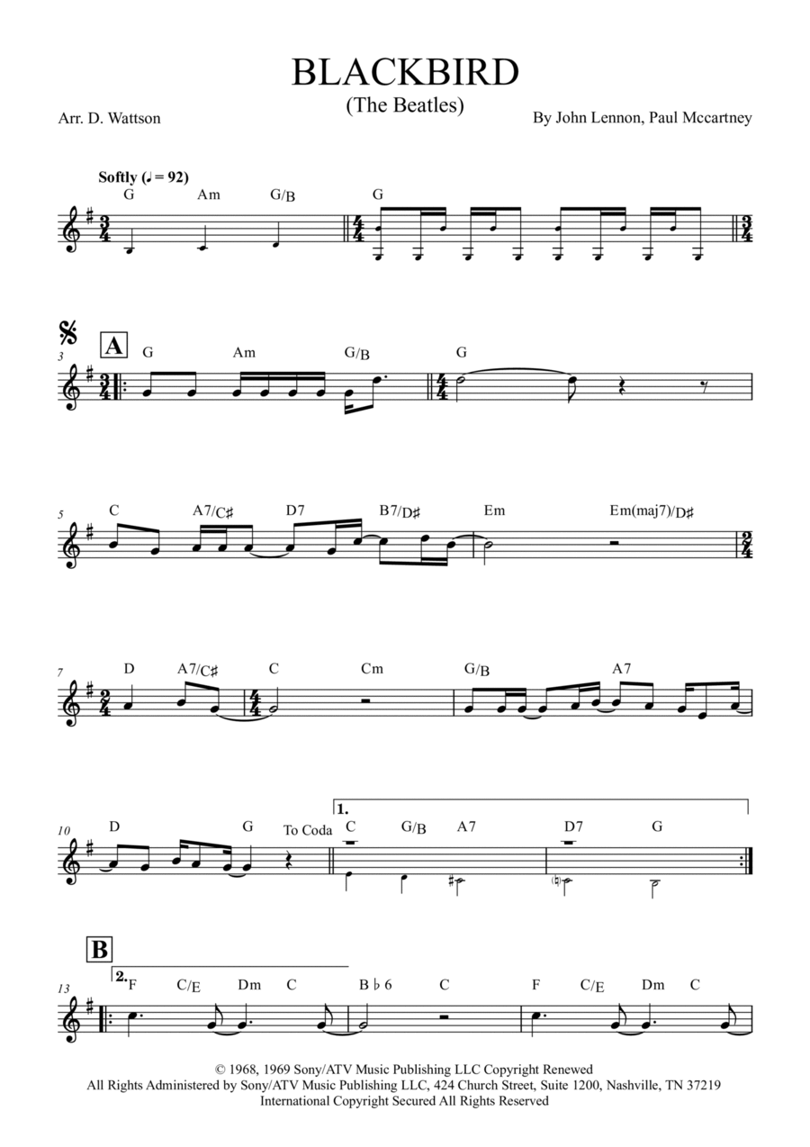 Blackbird C Instrument scores gallery preview page 1