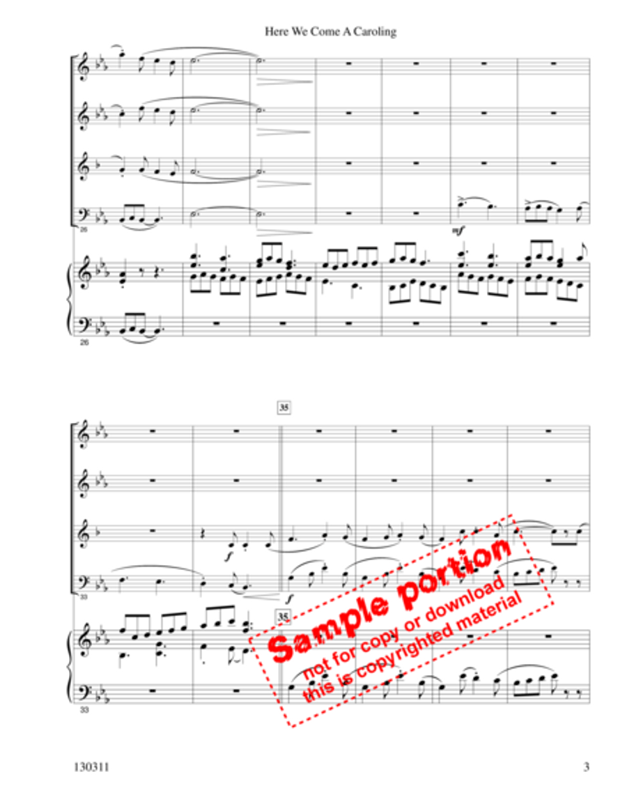Here We Come A-Caroling Woodwind Trio scores gallery preview page 3