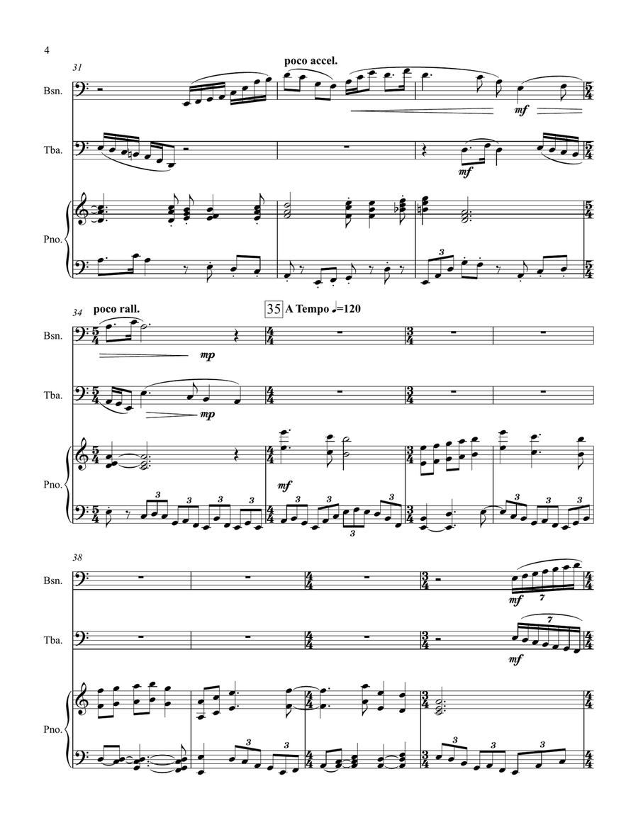 Interplay for Bassoon/Trombone/Euphonium, Tuba/Bass Clarinet and Piano Small Ensemble scores gallery preview page 4