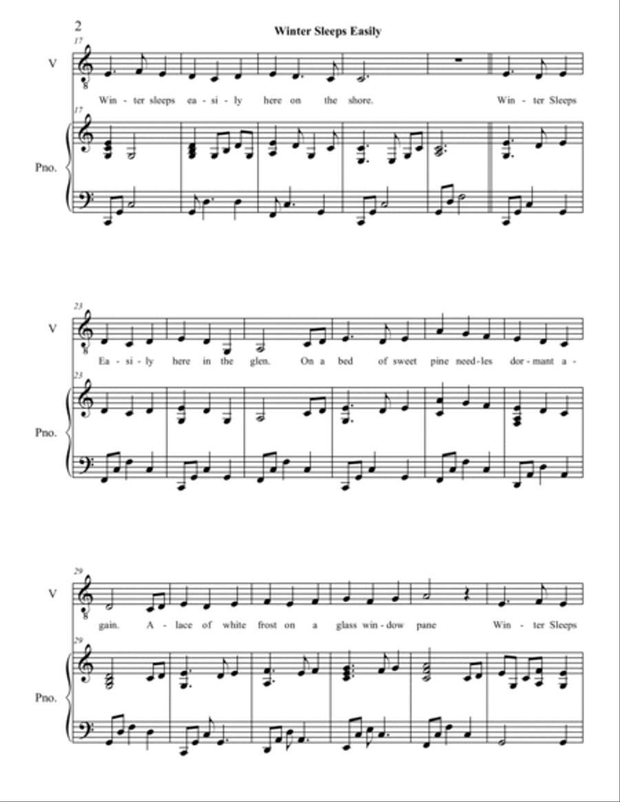 Winter Sleeps Easily - Single Voice/Unison Unison Choir scores gallery preview page 2