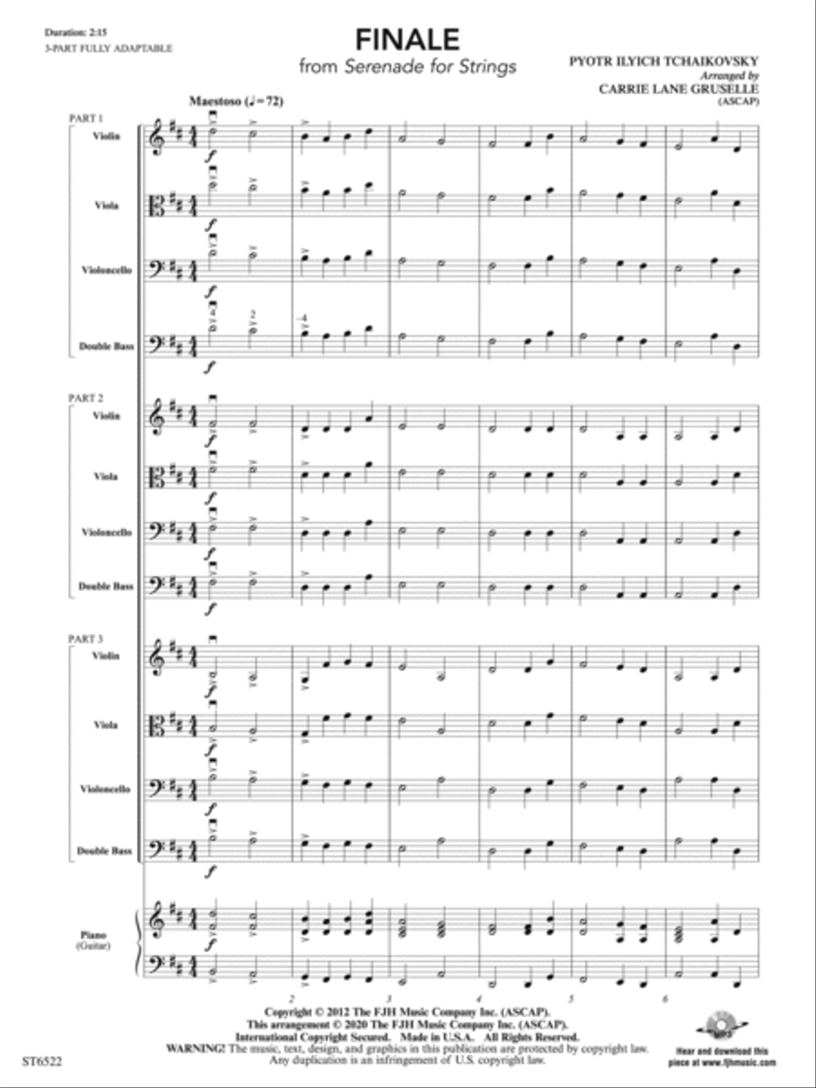 Finale (From Serenade for Strings): Score String Orchestra scores gallery preview page 4