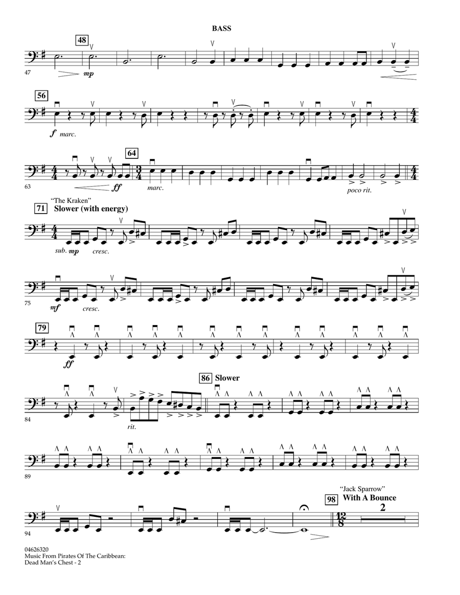 Music from Pirates of the Caribbean: Dead Man's Chest - Bass Orchestra scores gallery preview page 2
