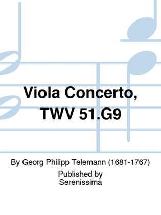 Book cover for Viola Concerto, TWV 51.G9