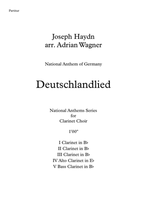 Book cover for Deutschlandlied (National Anthem of Germany) Clarinet Choir arr. Adrian Wagner