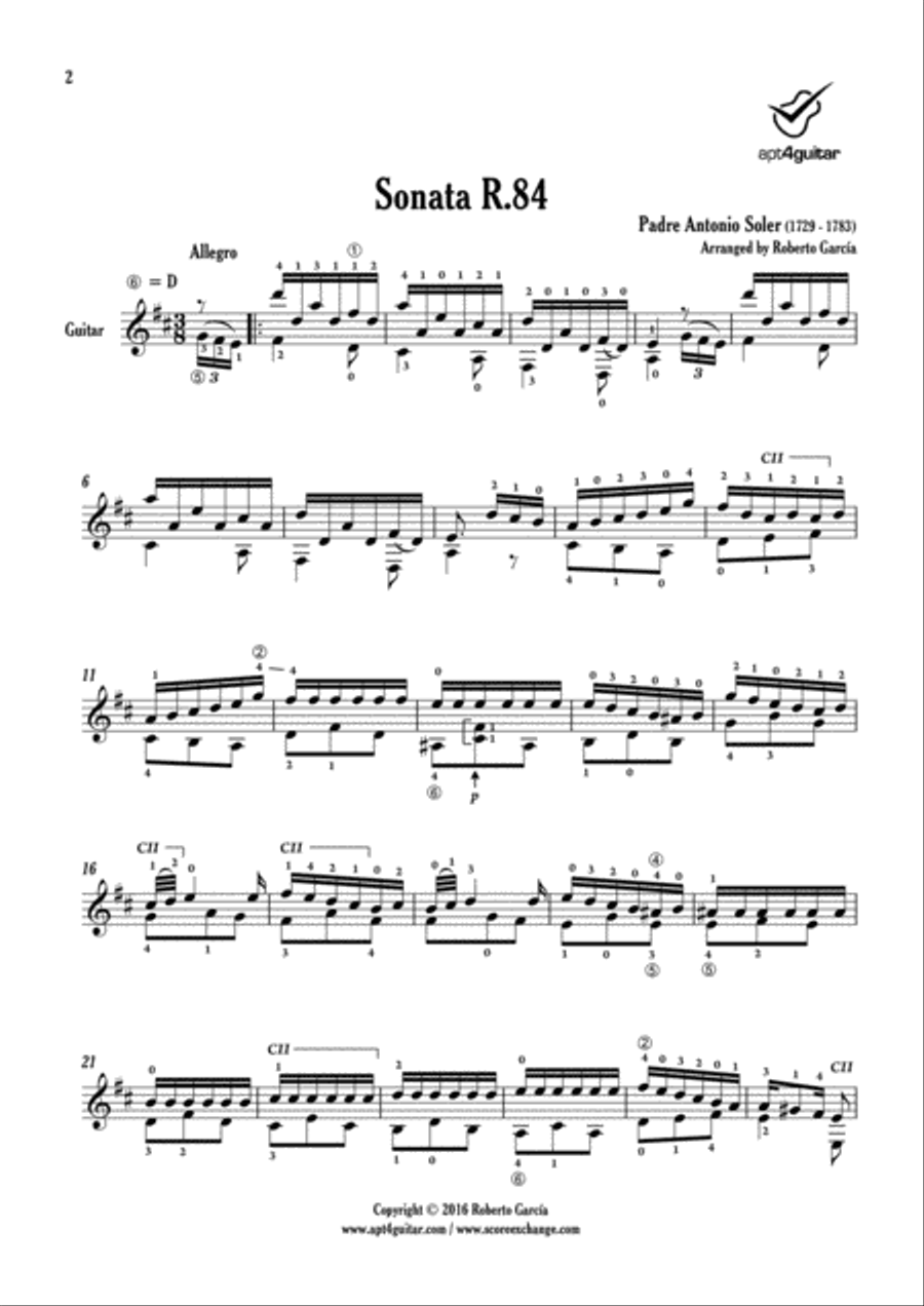 Sonata R.84 Acoustic Guitar scores gallery preview page 2