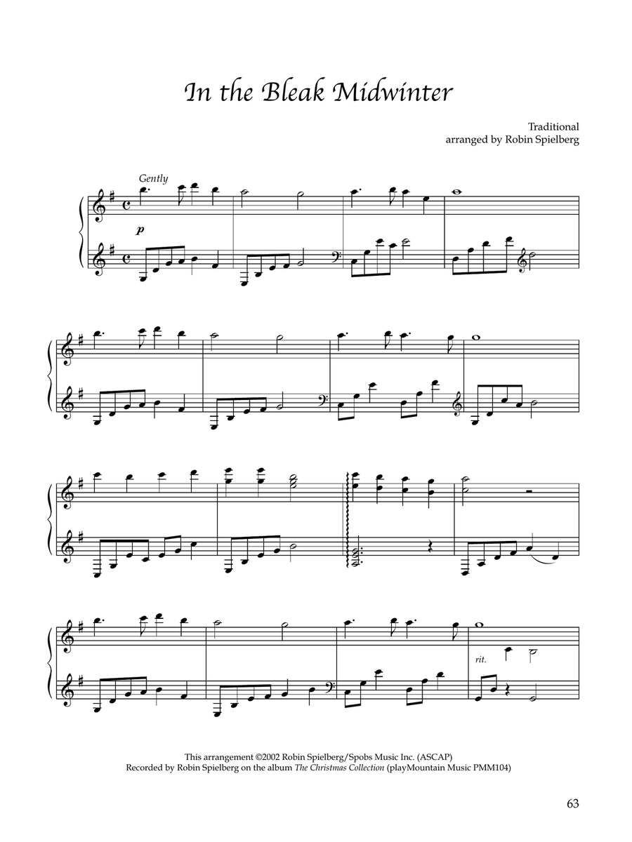 In the Bleak Midwinter Piano Solo scores gallery preview page 1
