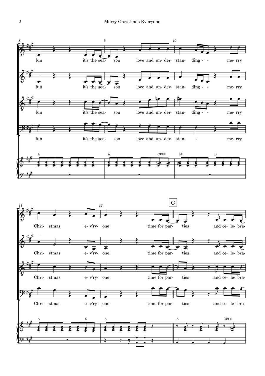 Merry Christmas Everyone 4-Part scores gallery preview page 2