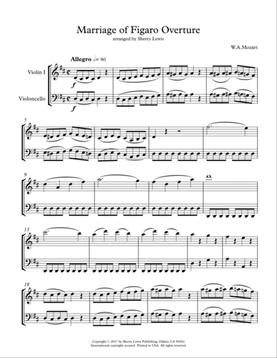 The Marriage of Figaro Overture, STRING DUO OF VIOLIN AND CELLO String Duet scores gallery preview page 4
